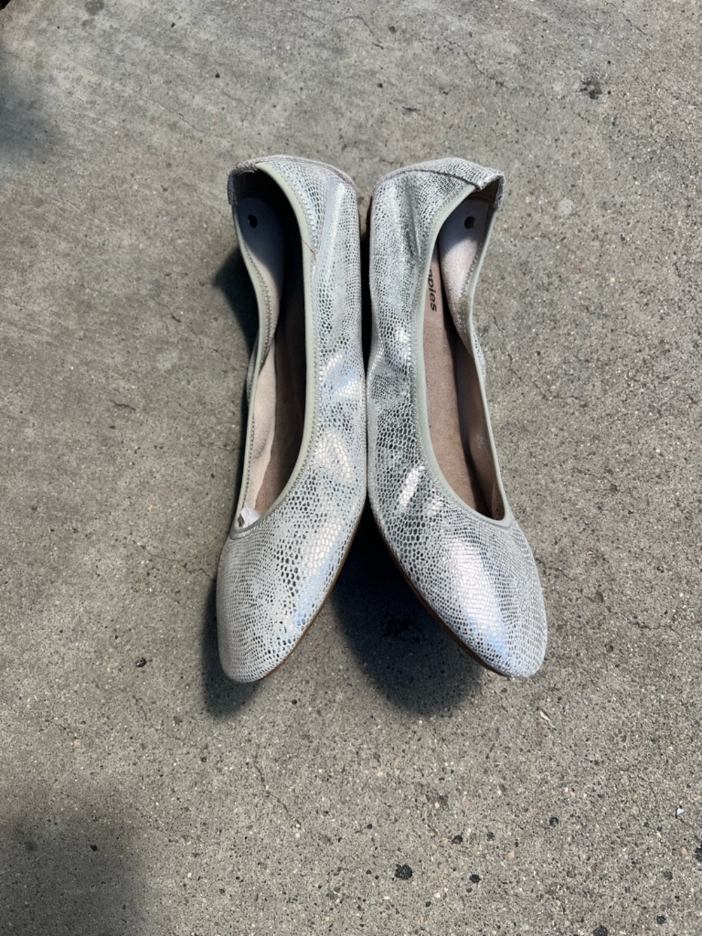 Hush Puppies Silver Textured Ballet Flats - Picture 2 of 6